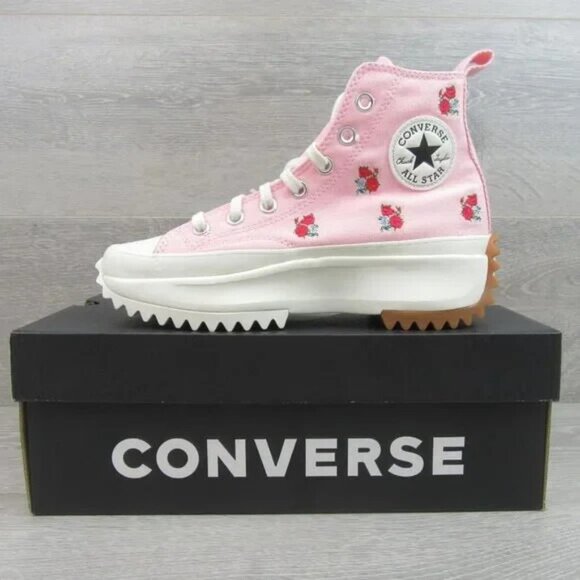 Converse Run Star Hike HI Platform Women's Size 9.5 Pink Red Roses NEW A05192C - Picture 3 of 14